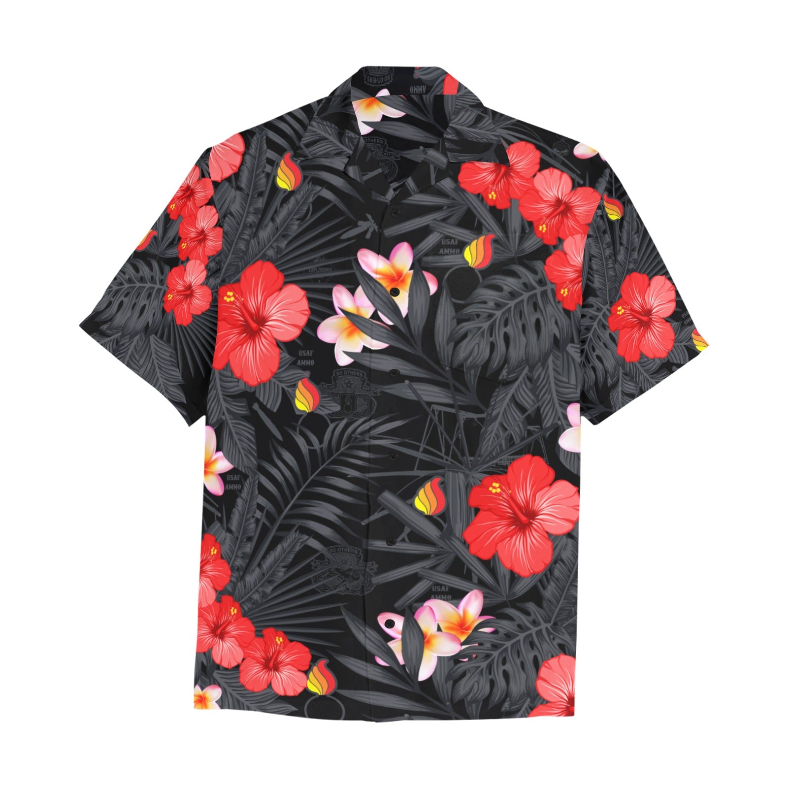 AMMO Hawaiian Shirt Green with White Hibiscus Flowers Pisspots and