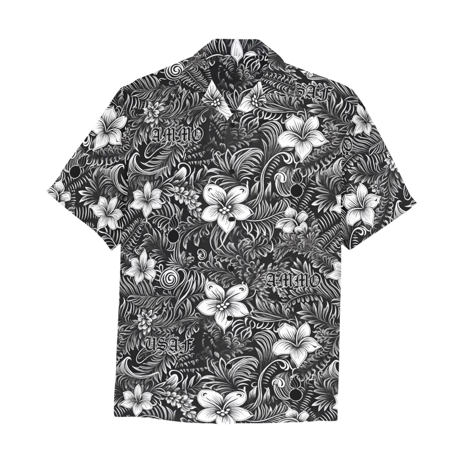 Red White and Black Leaves Tribal Pisspots AMMO Hawaiian Shirt