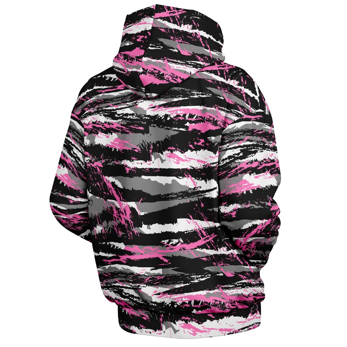 USAF AMMO Women Pink Tiger Stripe Camouflage Heavyweight Oversized Cold Weather Pullover Hoodie - All Over Print