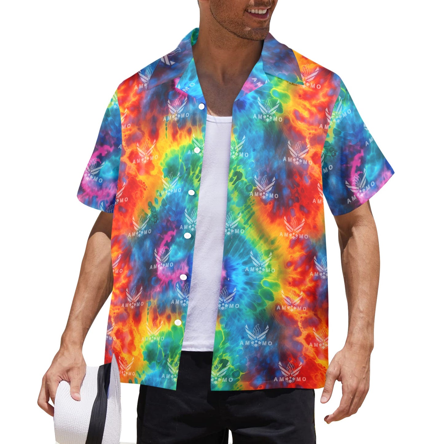 USAF AMMO Tie Dye AF Vectors Combined With Pisspots All Over Mens Hawaiian Shirt