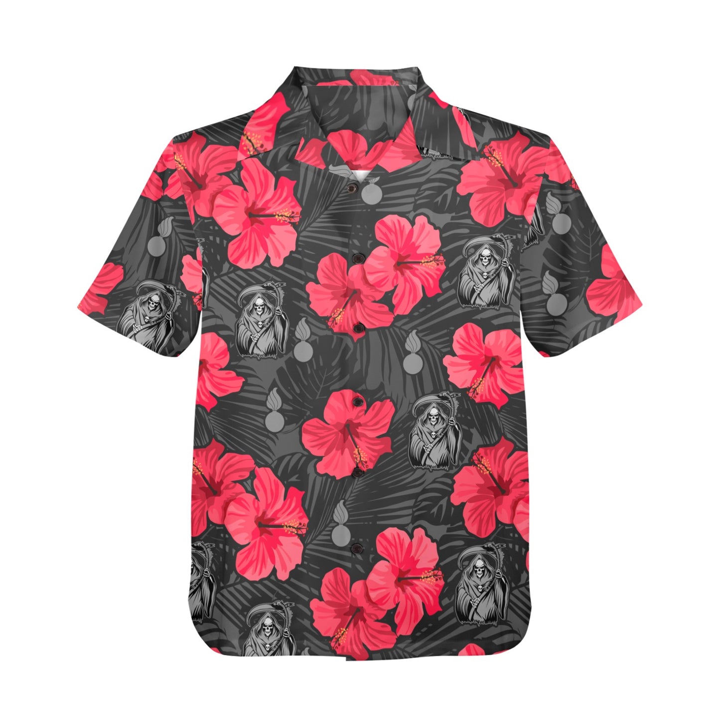 WAMMO Flowers AMMO Pisspots Weapons Reaper Mens Hawaiian Shirt