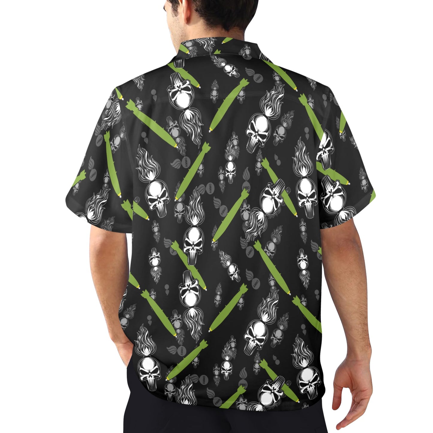 Punisher Skull Pisspots and Bombs Mens Hawaiian Shirt