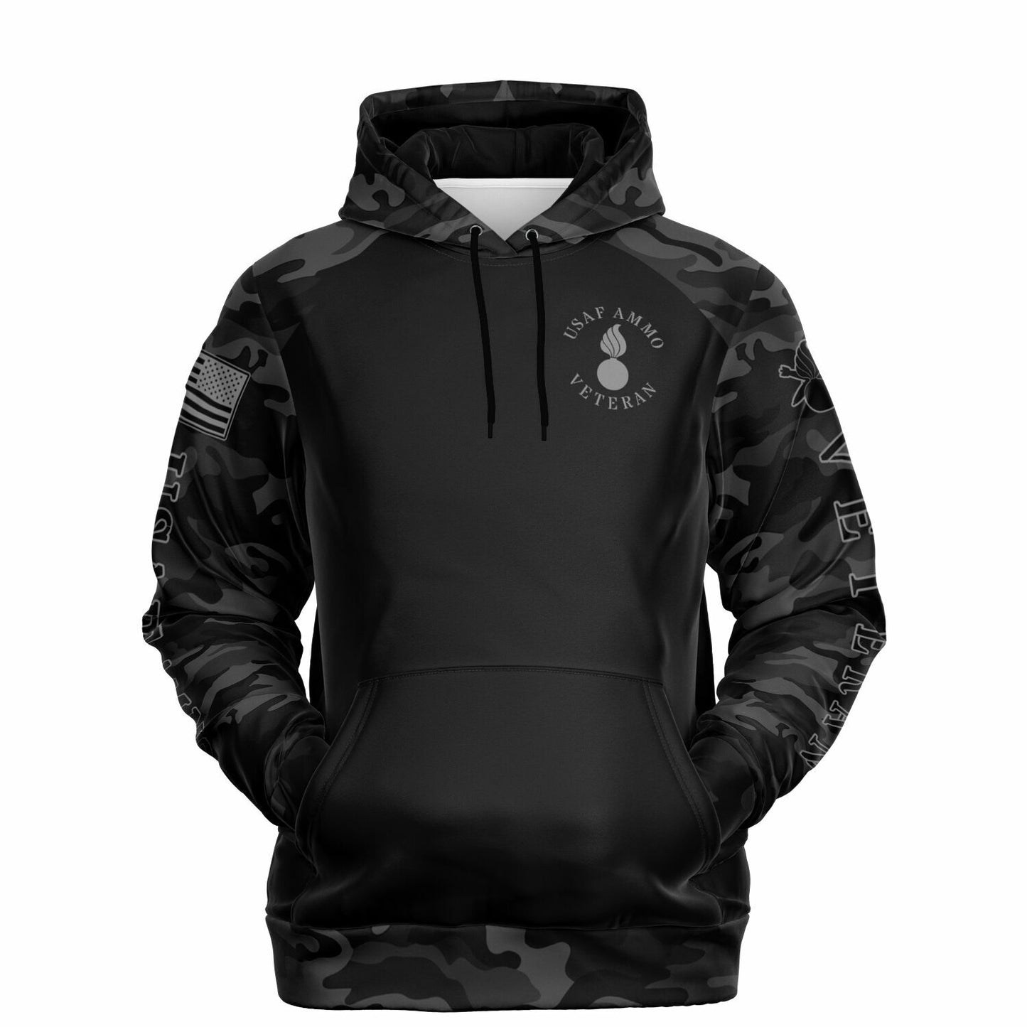 Black and Grey USAF AMMO Veteran DD-214 Fashion Hoodie - AOP