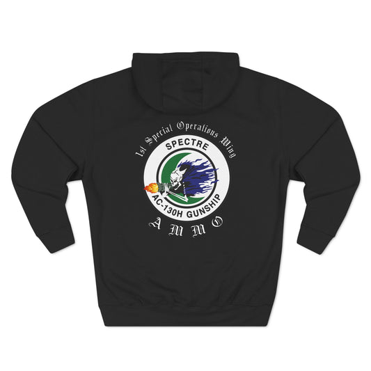 1st Special Operations Wing Spectre AC-130 Gunship Logo AMMO Three-Panel Fleece Hoodie