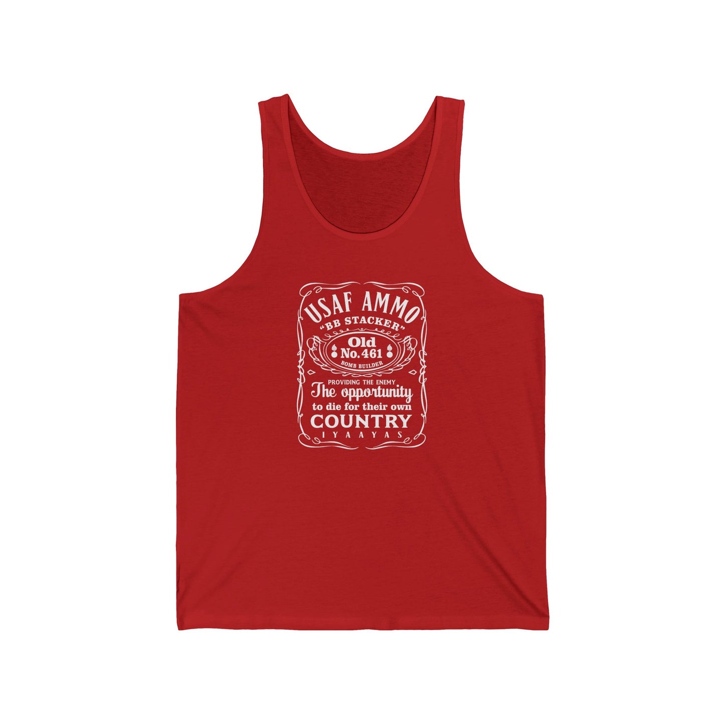 USAF AMMO Old 461 Famous Whiskey Label Logo IYAAYAS Unisex Jersey Tank