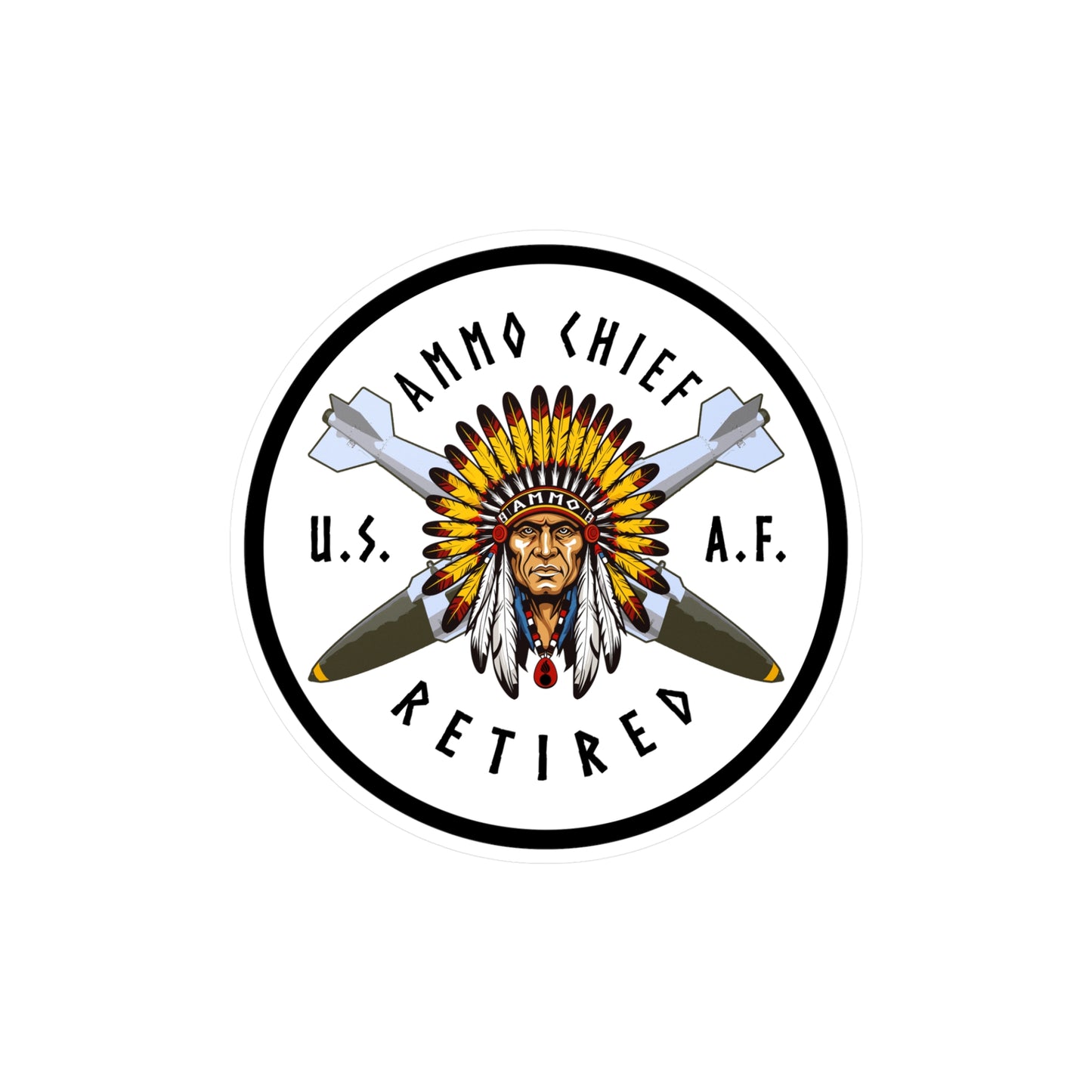 USAF AMMO Custom Made Chief Retired Circular Logo Kiss-Cut Vinyl Decals