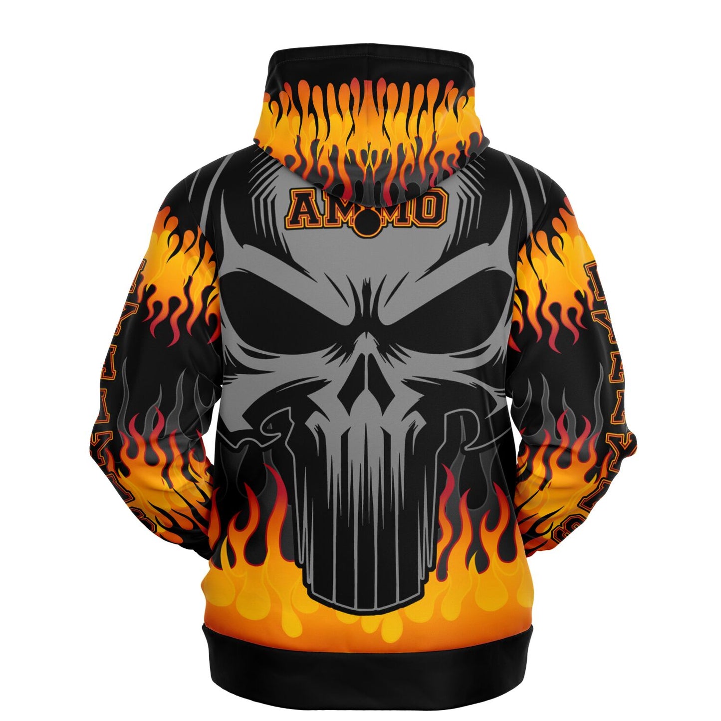 AMMO Skull Orange Fire Flames IYAAYAS Fashion Hoodie - All Over Print