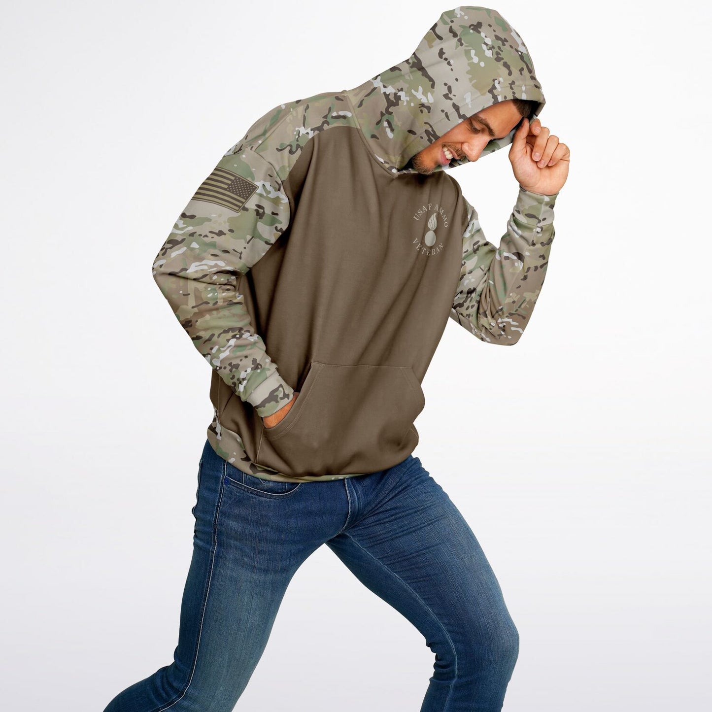 USAF AMMO OCP Style Veteran Heavyweight Oversized Cold Weather Pullover Hoodie - All Over Print