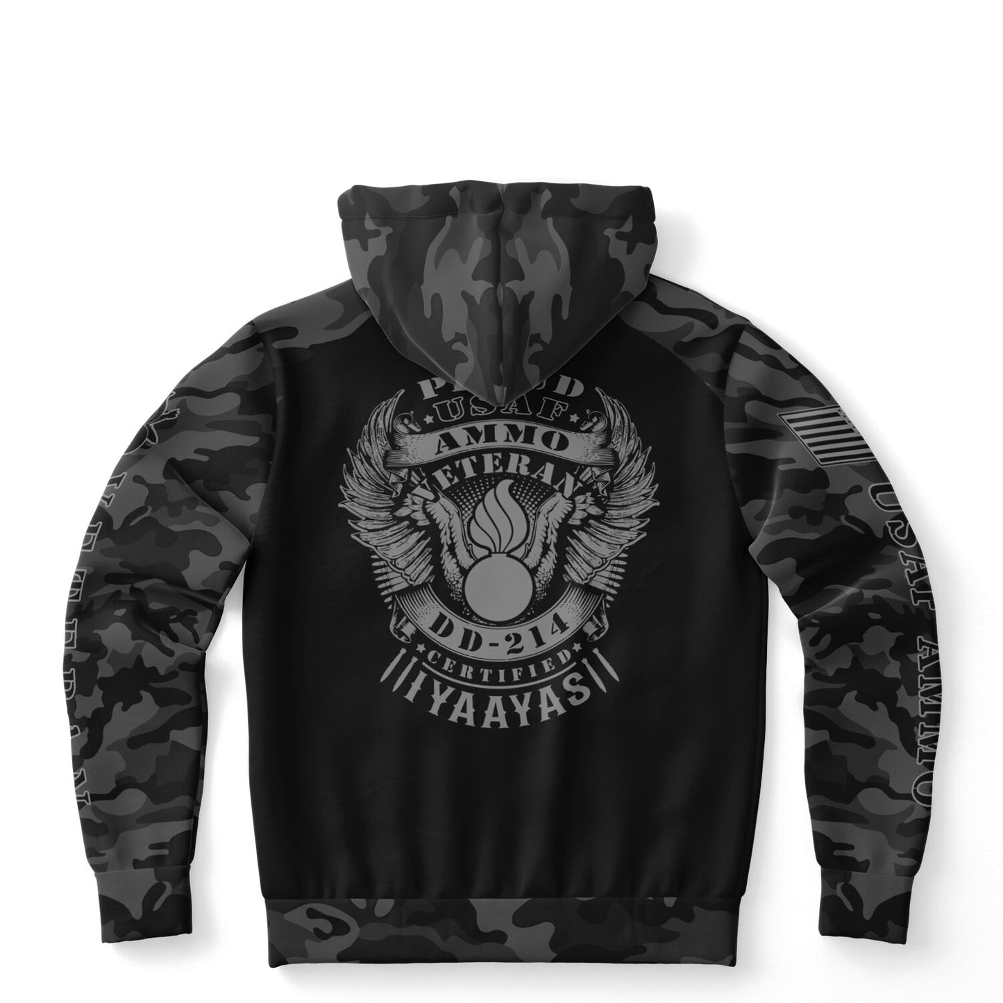 Black and Grey USAF AMMO Veteran DD-214 Fashion Hoodie - AOP