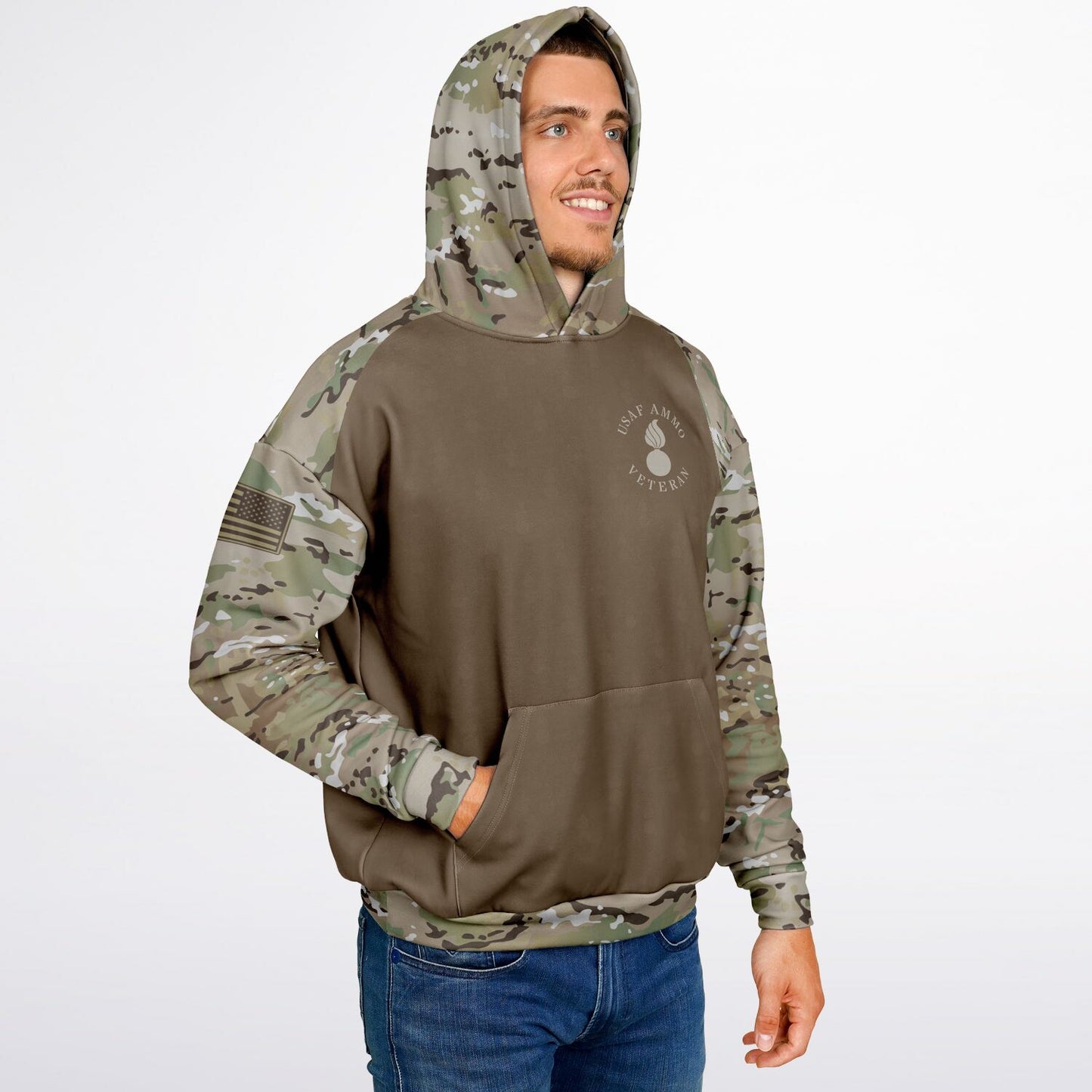 USAF AMMO OCP Style Veteran Heavyweight Oversized Cold Weather Pullover Hoodie - All Over Print