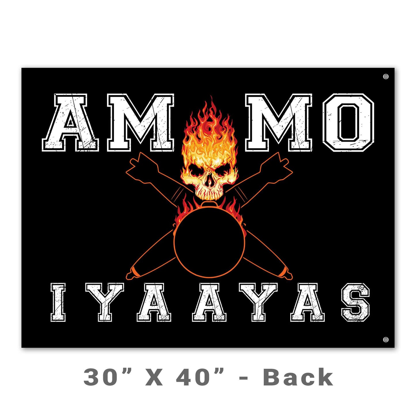 USAF AMMO Flaming Skull Crossed Bombs IYAAYAS Double Sided Flag