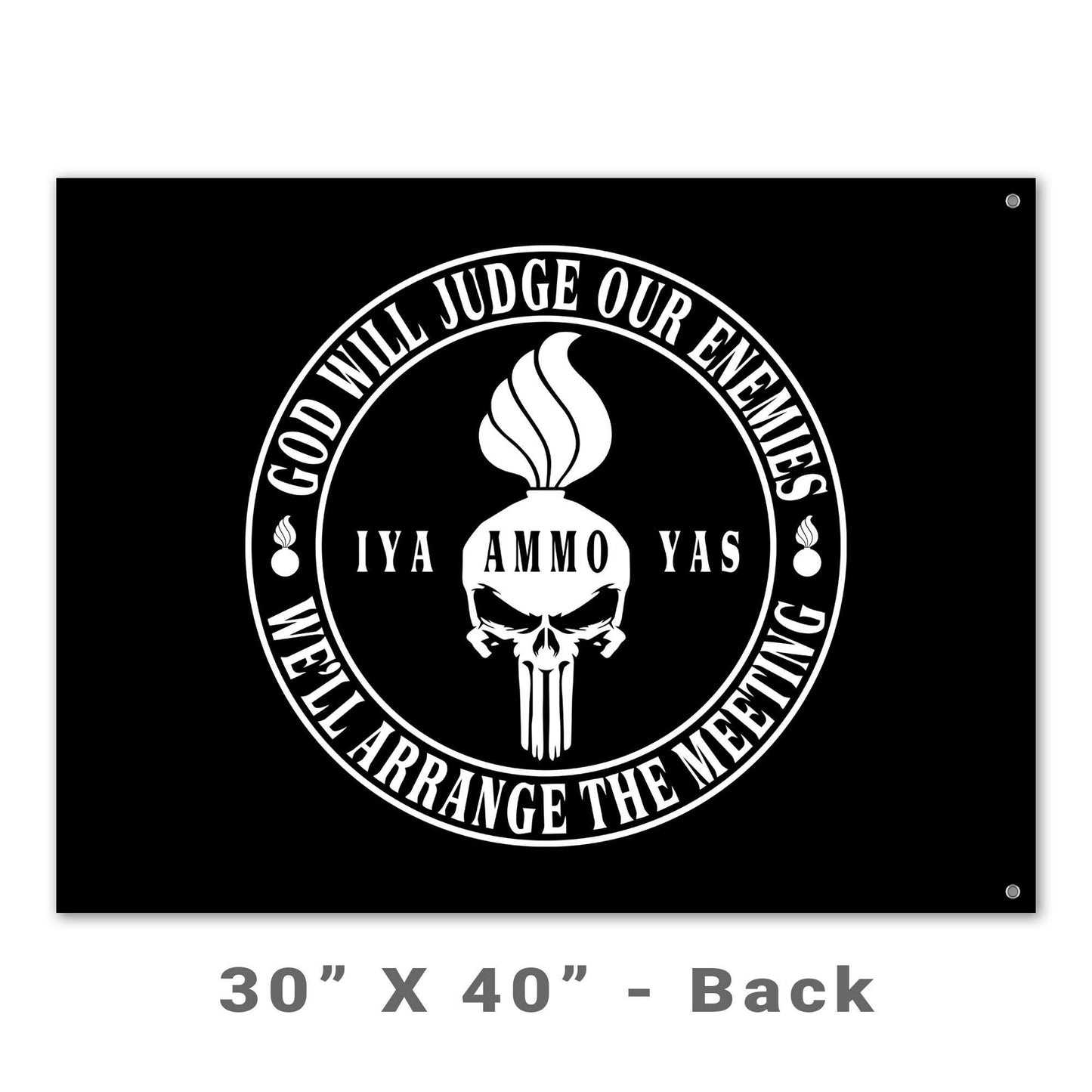 USAF AMMO Punisher Pisspot God Will Judge Our Enemies Circle Logo Double Sided Flag