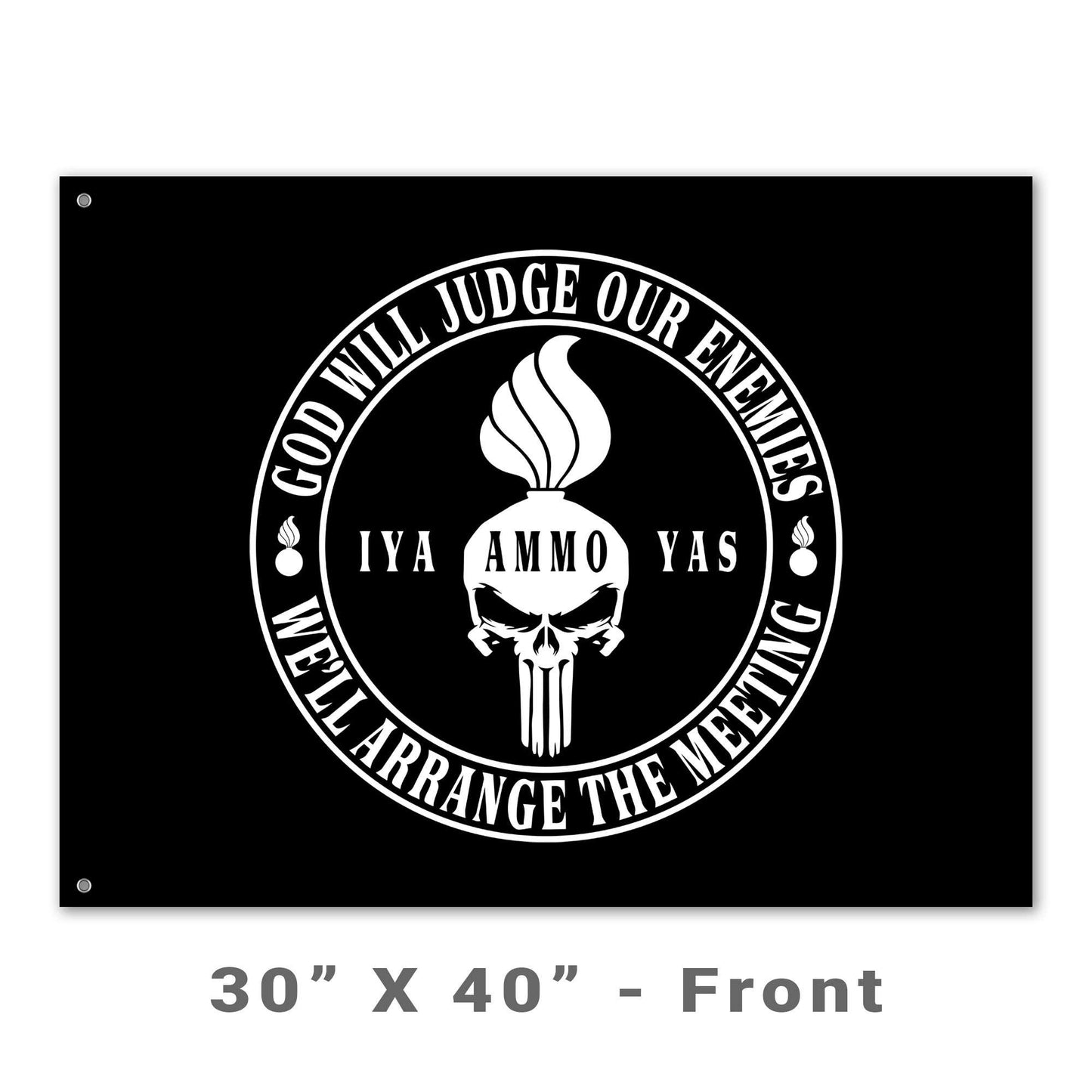 USAF AMMO Punisher Pisspot God Will Judge Our Enemies Circle Logo Double Sided Flag