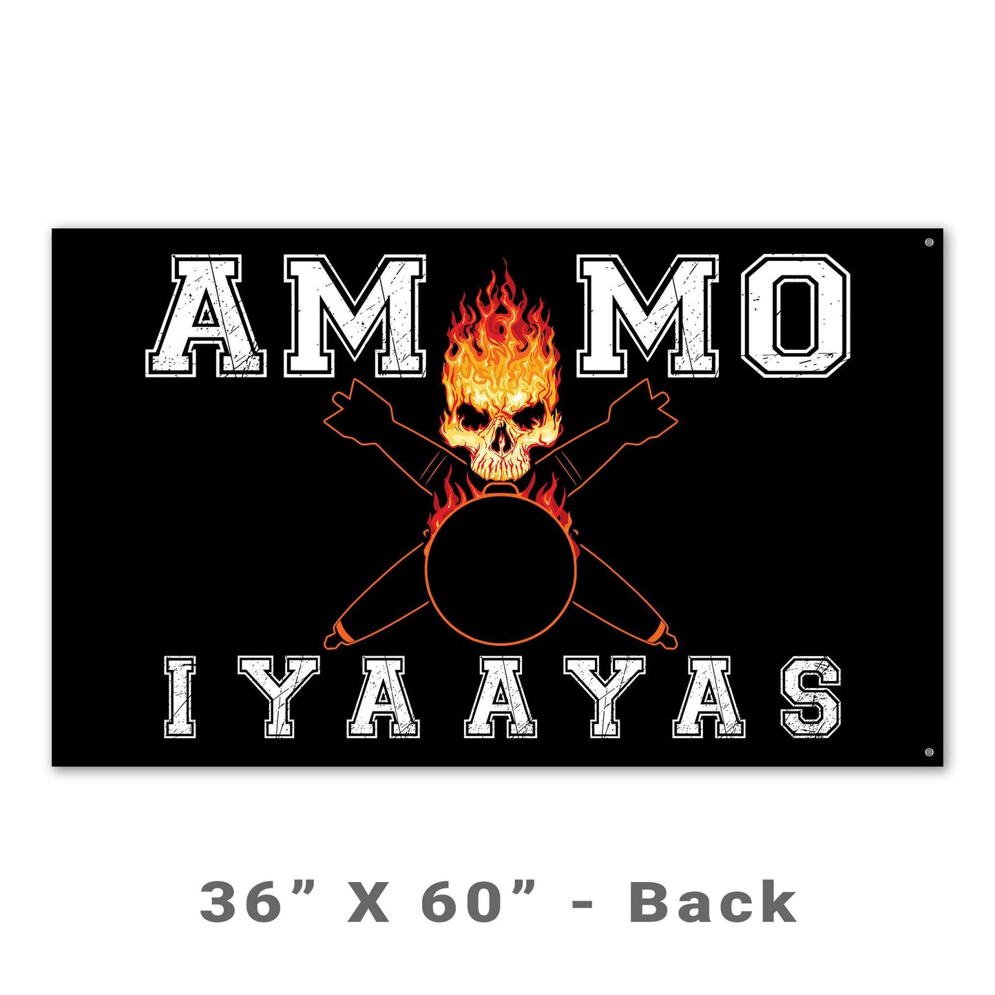 USAF AMMO Flaming Skull Crossed Bombs IYAAYAS Double Sided Flag