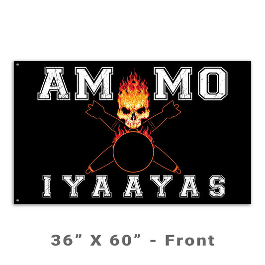 USAF AMMO Flaming Skull Crossed Bombs IYAAYAS Double Sided Flag