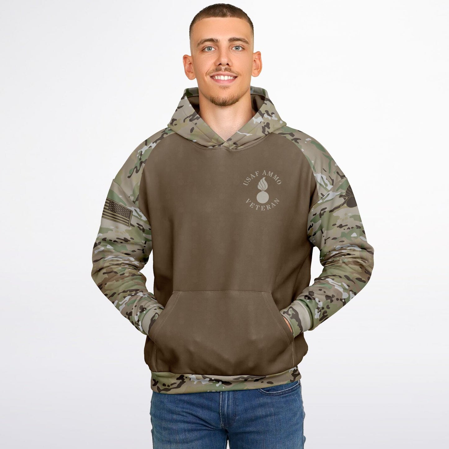 USAF AMMO OCP Style Veteran Heavyweight Oversized Cold Weather Pullover Hoodie - All Over Print