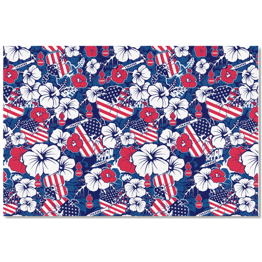 USAF AMMO Original Patriotic Hawaiian Flowers and Pisspots Pattern Fabric By The Yard