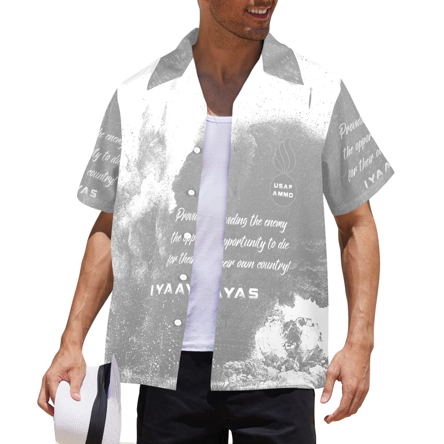 Bomb and Explosion USAF AMMO Pisspot IYAAYAS Mens Hawaiian Shirt