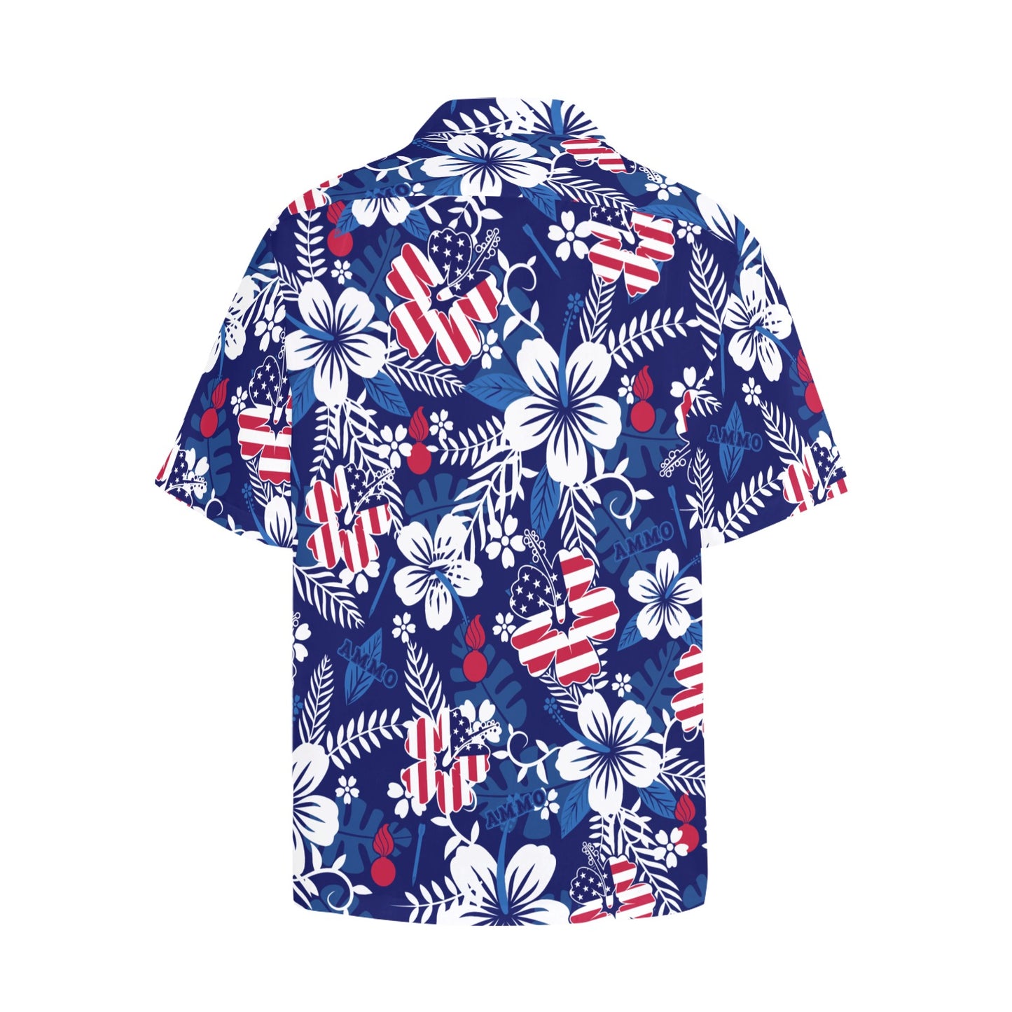 USAF AMMO Patriotic Flowers Leaves Pisspots and Flechettes Mens Hawaiian Shirt With Left Front Pocket