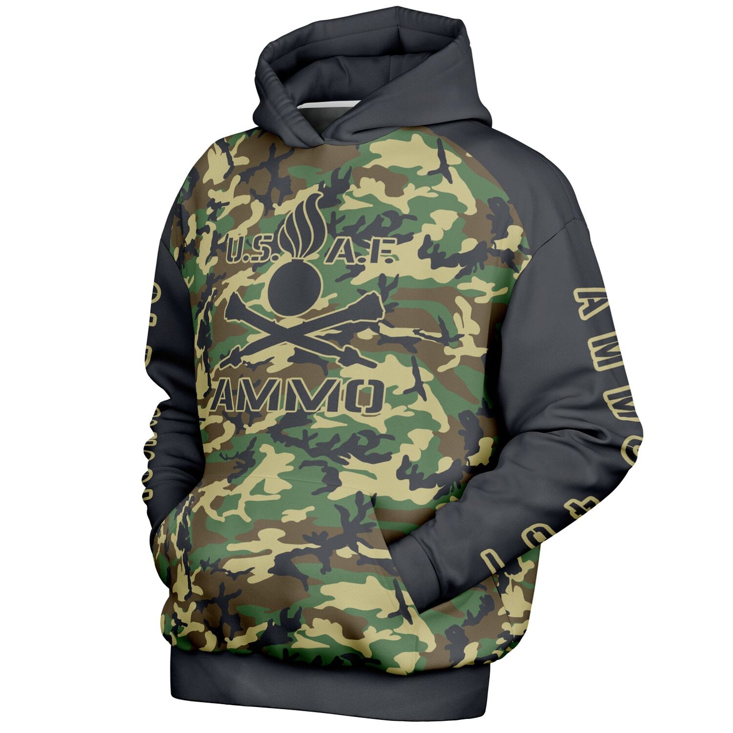 USAF AMMO Old School 461 Crossed GBU-28s Pisspot IYAAYAS Heavyweight Oversized Cold Weather Pullover Hoodie - All Over Print