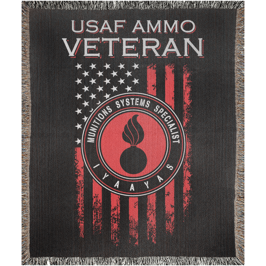 USAF AMMO Veteran Vertical Grunge Flag Pisspot IYAAYAS Woven Blankets