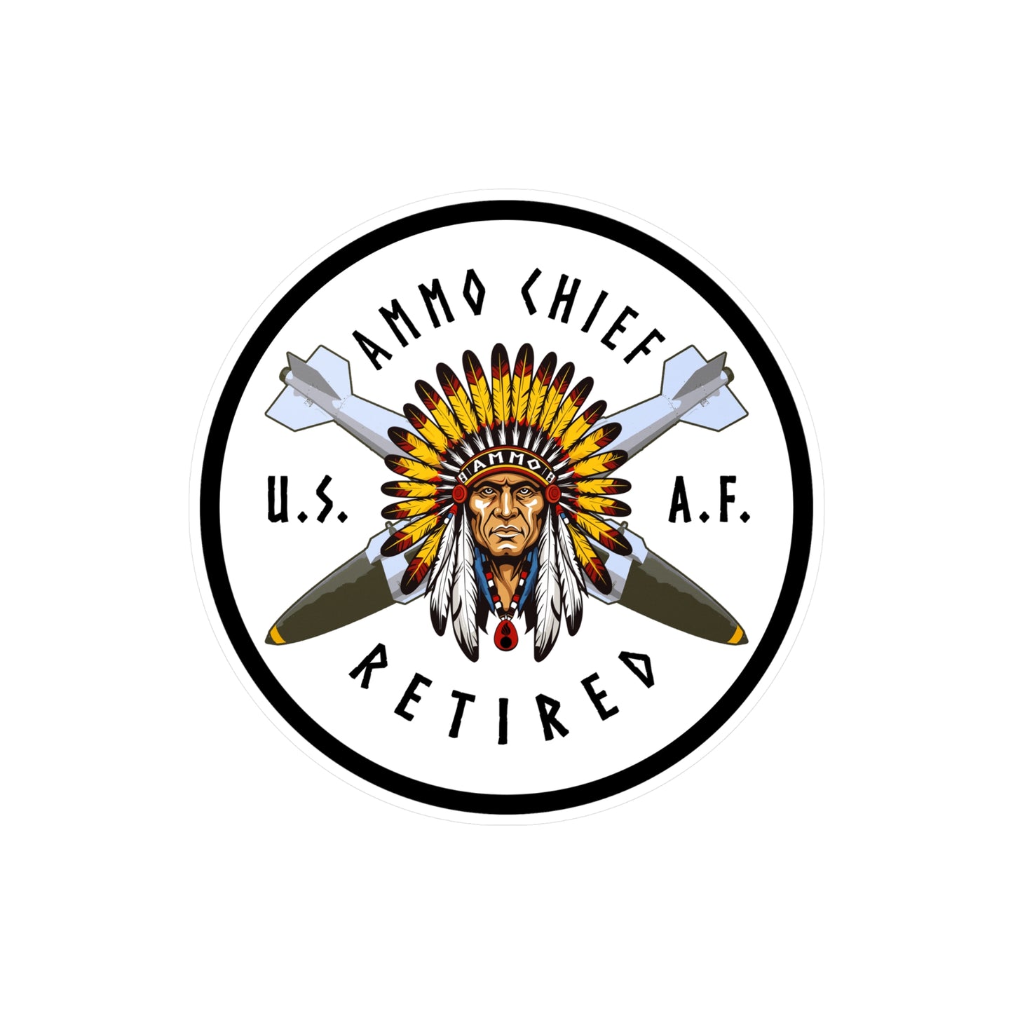 USAF AMMO Custom Made Chief Retired Circular Logo Kiss-Cut Vinyl Decals