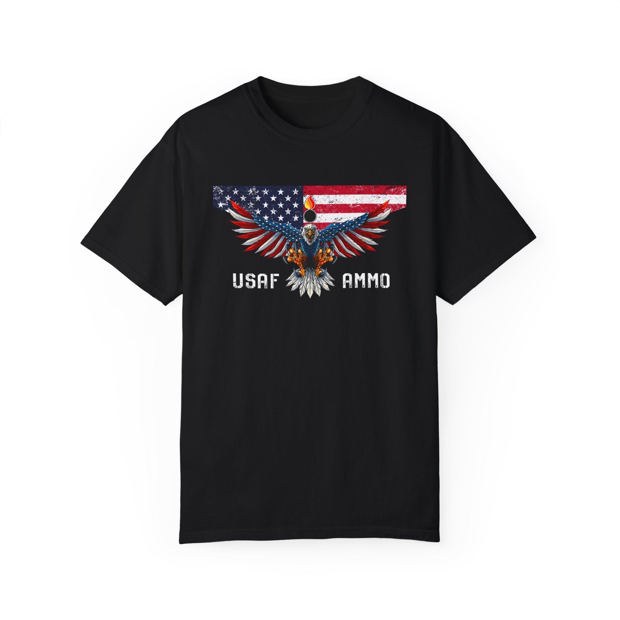 USAF AMMO Eagle Grunge American Flag Pisspot Unisex Garment-Dyed T-shi ...