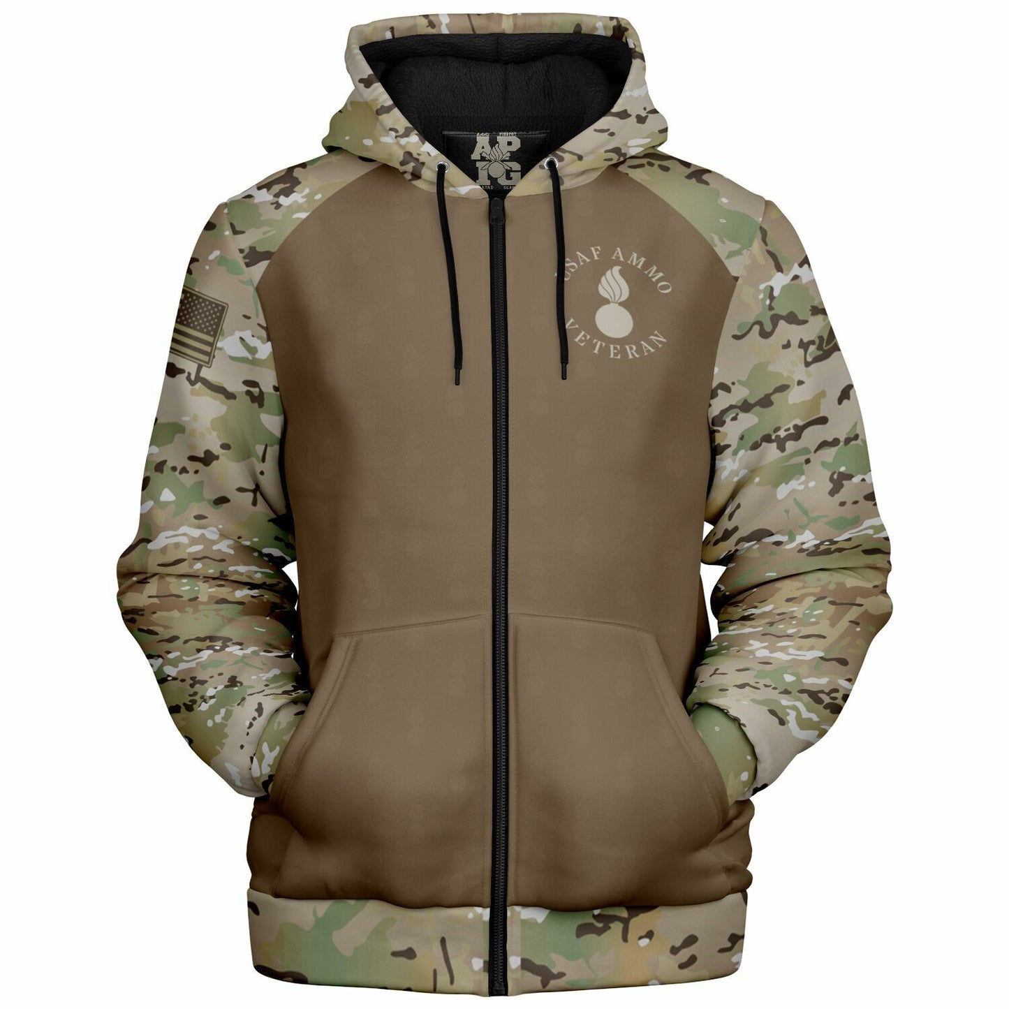 USAF AMMO Veteran OCP Style Microfleece Cold Weather Zip-Up Hoodie - All Over Print