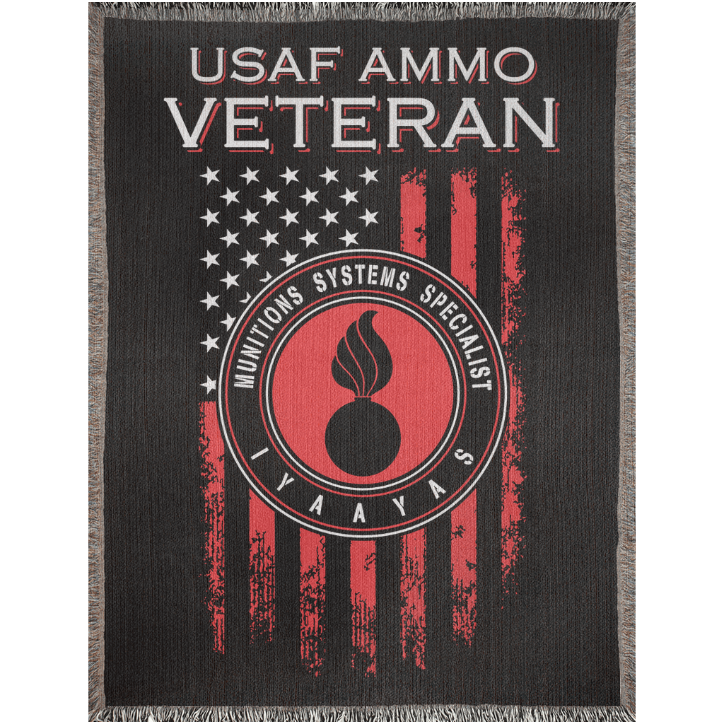 USAF AMMO Veteran Vertical Grunge Flag Pisspot IYAAYAS Woven Blankets