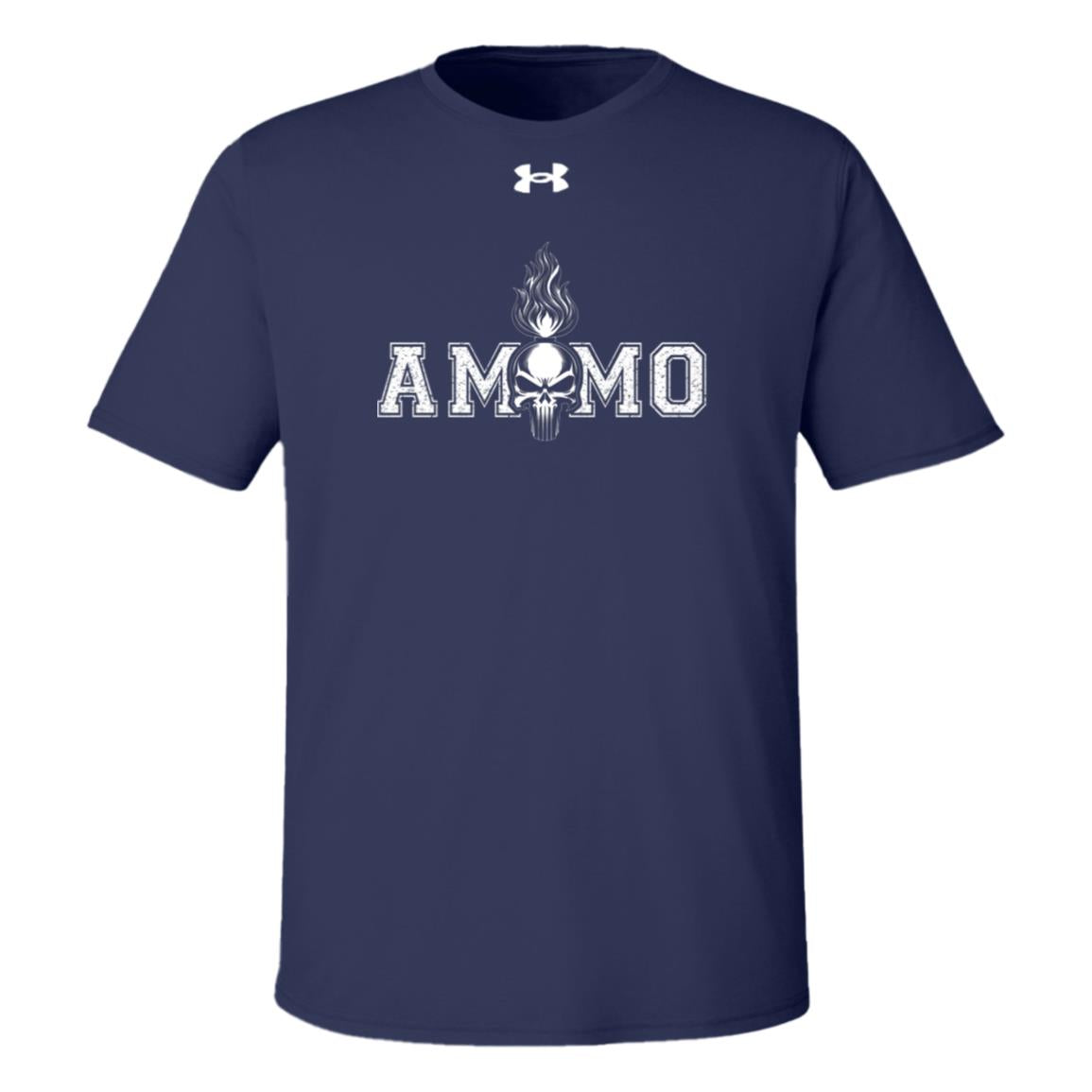 USAF AMMO Flaming Skull Grunge Varsity Letters Under Armour Team Tech Tee