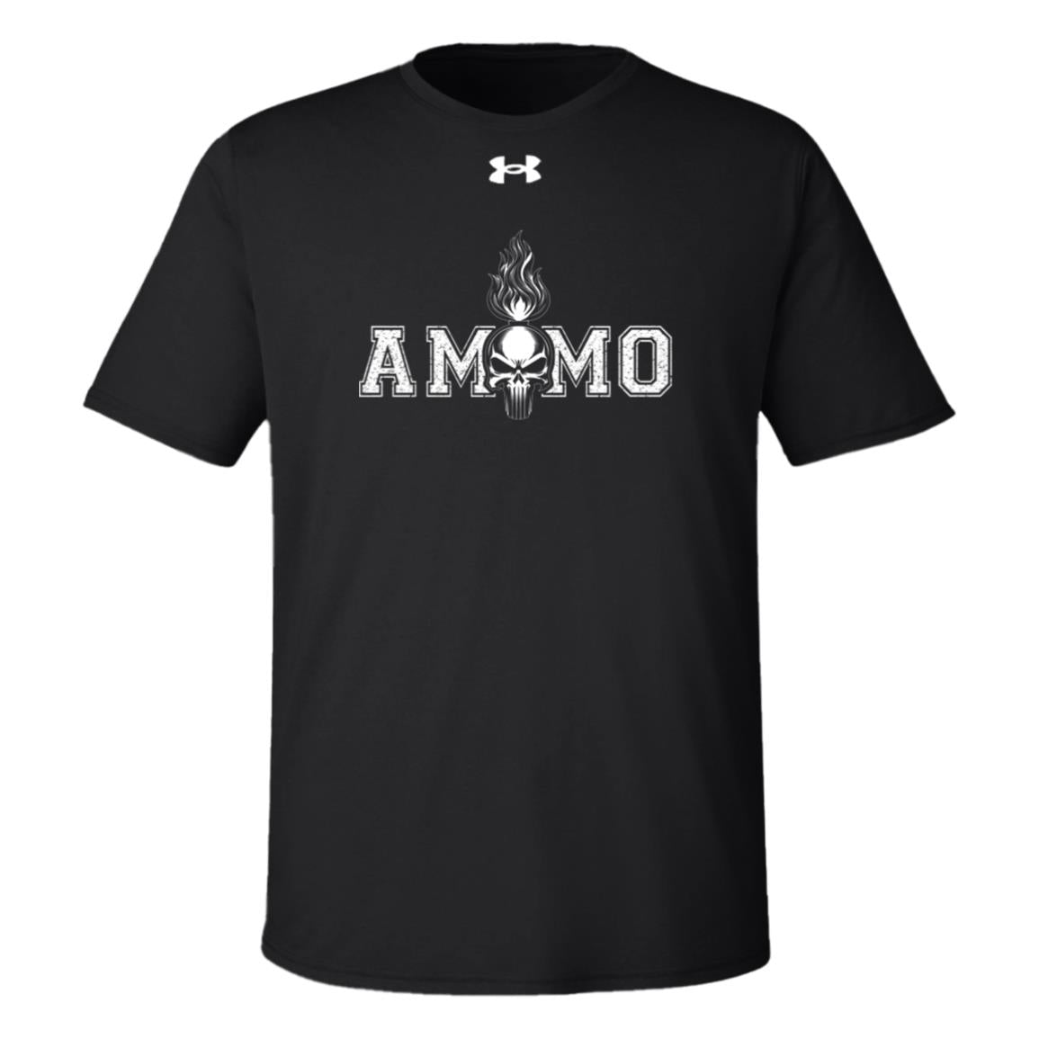 USAF AMMO Flaming Skull Grunge Varsity Letters Under Armour Team Tech Tee