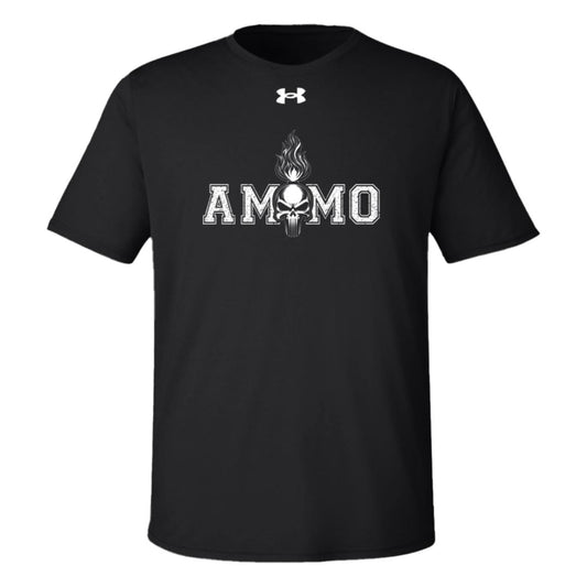USAF AMMO Flaming Skull Grunge Varsity Letters Under Armour Team Tech Tee