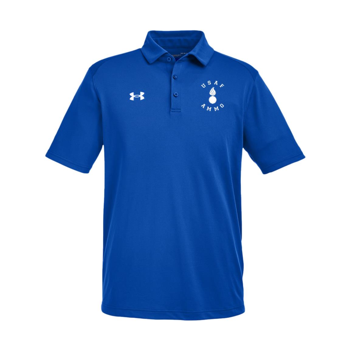 USAF AMMO Circular Pisspot Logo Dark Color Under Armour Mens Tech Polo