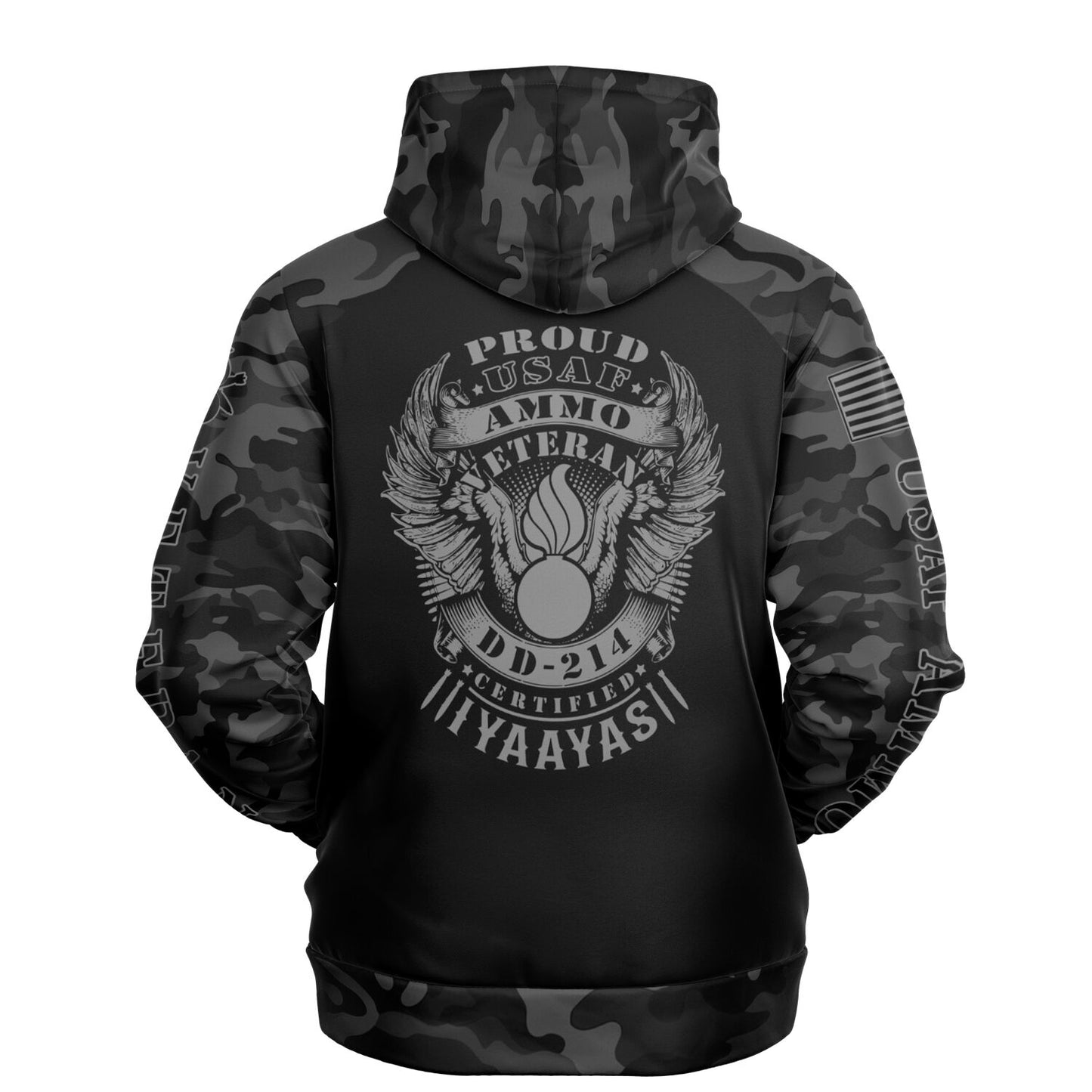 Black and Grey USAF AMMO Veteran DD-214 Fashion Hoodie - AOP