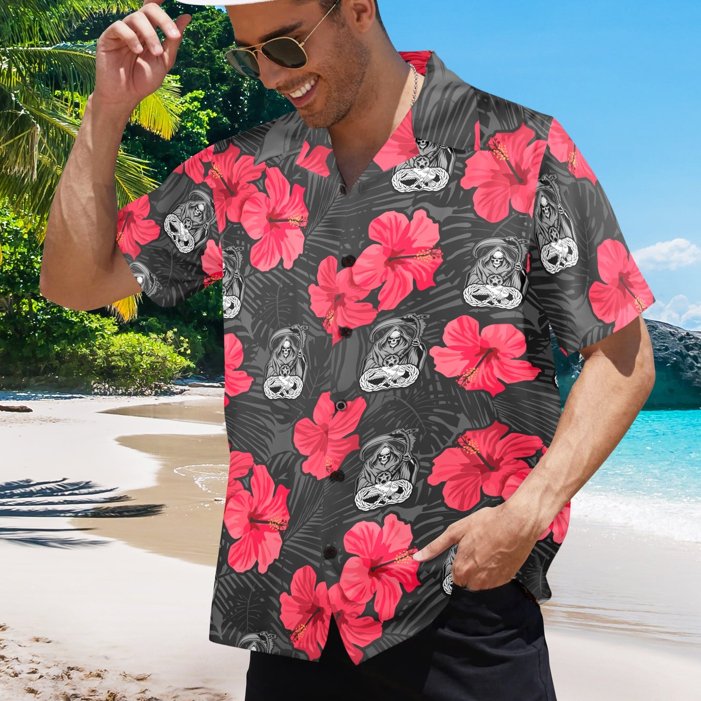 Weapons Reaper Only Logo Flowers Mens Hawaiian Shirt