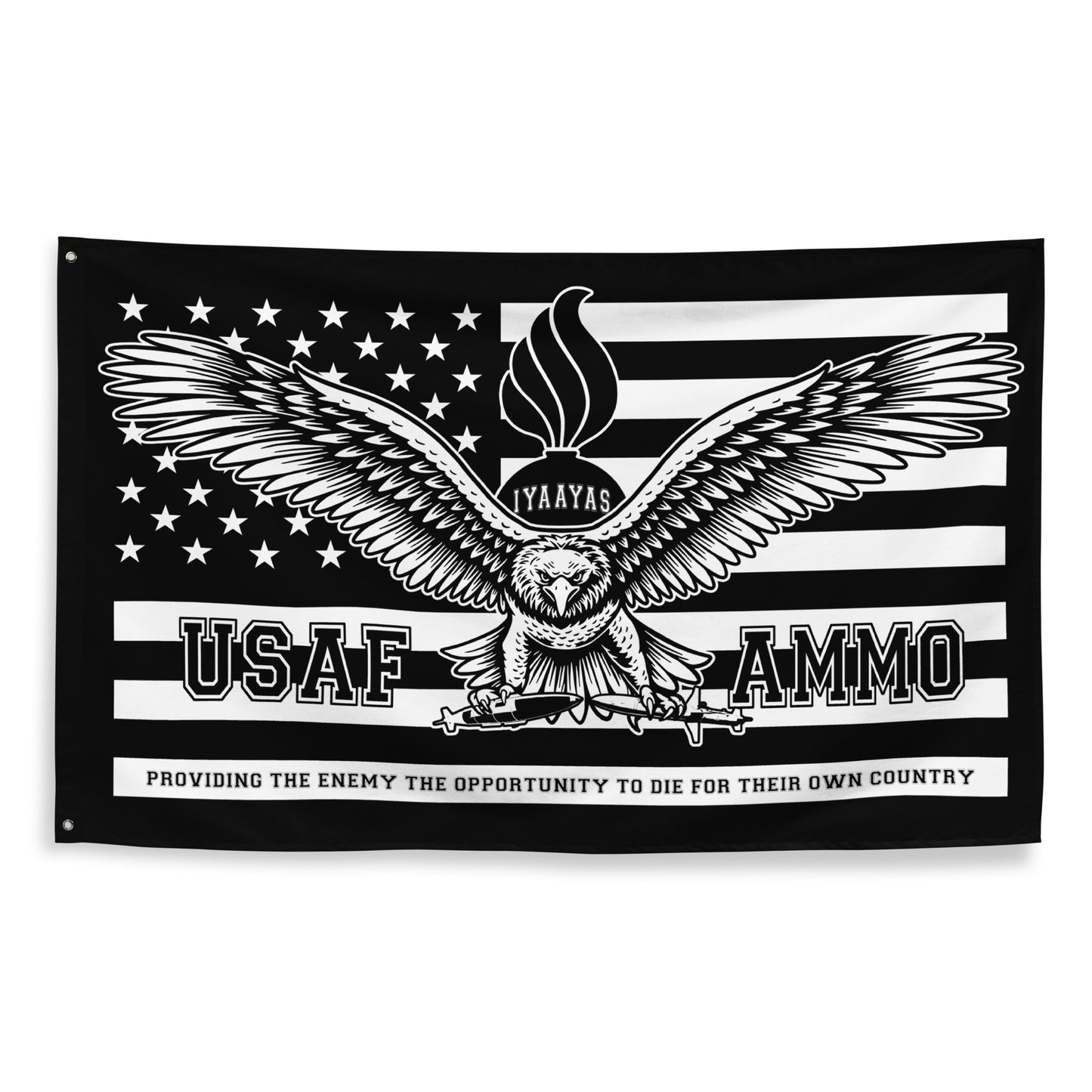 USAF AMMO American Flag Eagle Pisspot IYAAYAS JDAM and AGM-88 One-Sided Wall Flag