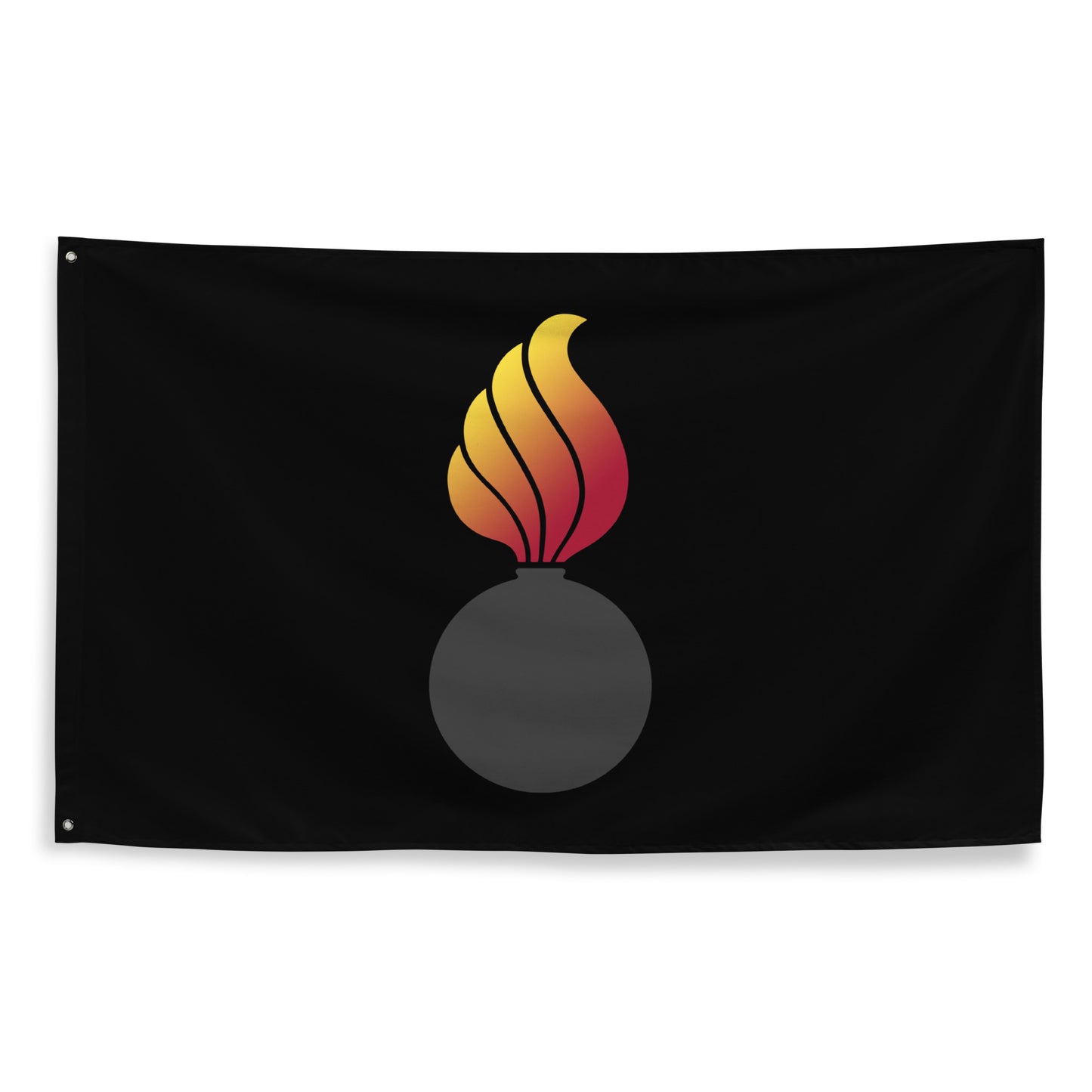AMMO Black With Yellow and Red Color Flame Pisspot One-Sided Wall Flag