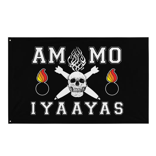 USAF AMMO Skull With Tribal flames As Pisspot Crossed Bombs And Pisspot On Each Side One-Sided Wall Flag