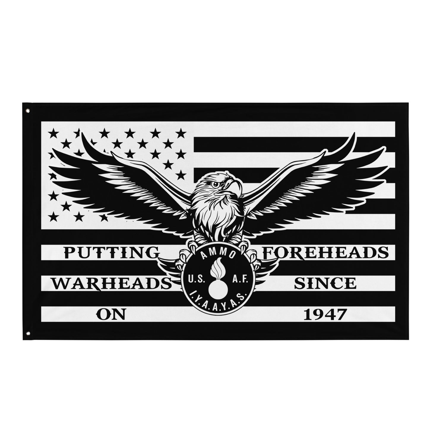 USAF AMMO American Flag Eagle AMMO Coin Putting Warheads On Foreheads Since 1947 One-Sided Wall Flag