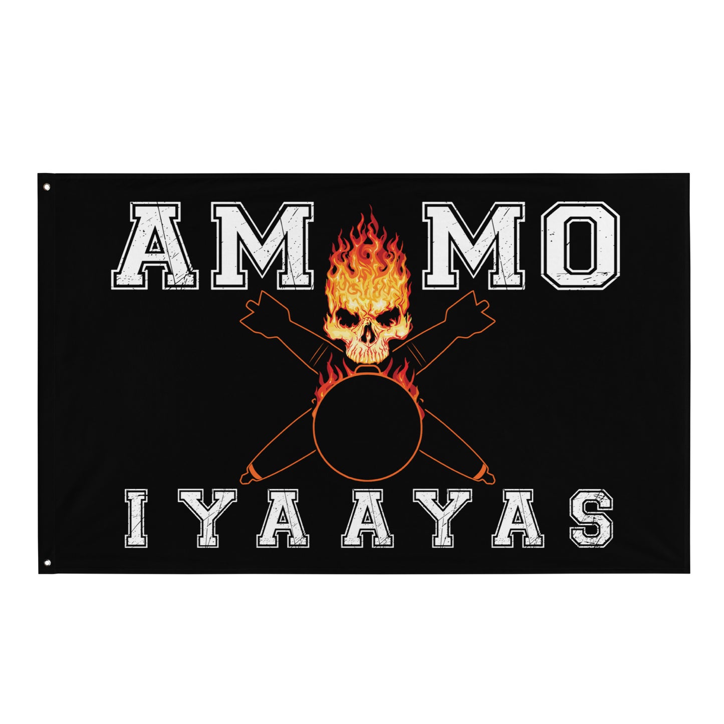 USAF AMMO Flaming Skull Pisspot With Crossed Bombs IYAAYAS One-Sided Wall Flag