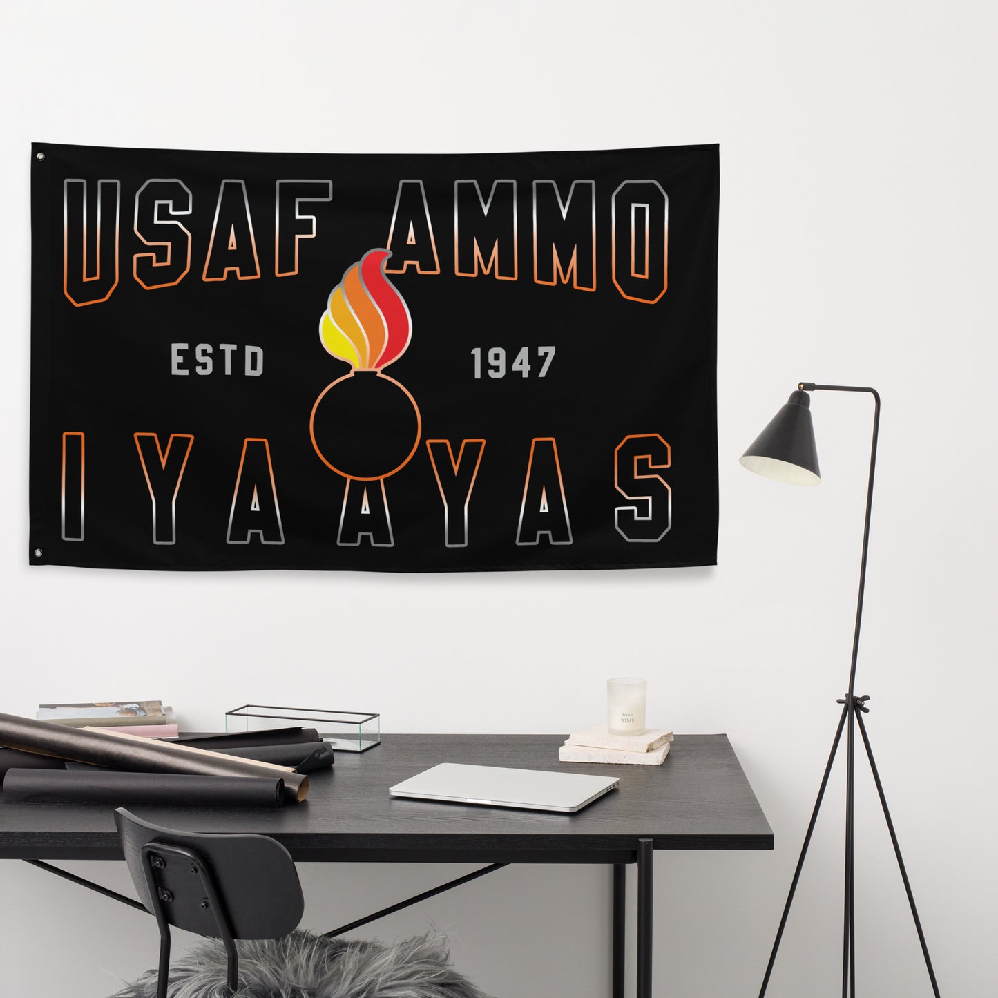 USAF AMMO Basic Gradient Letters Pisspot One-Sided Wall Flag