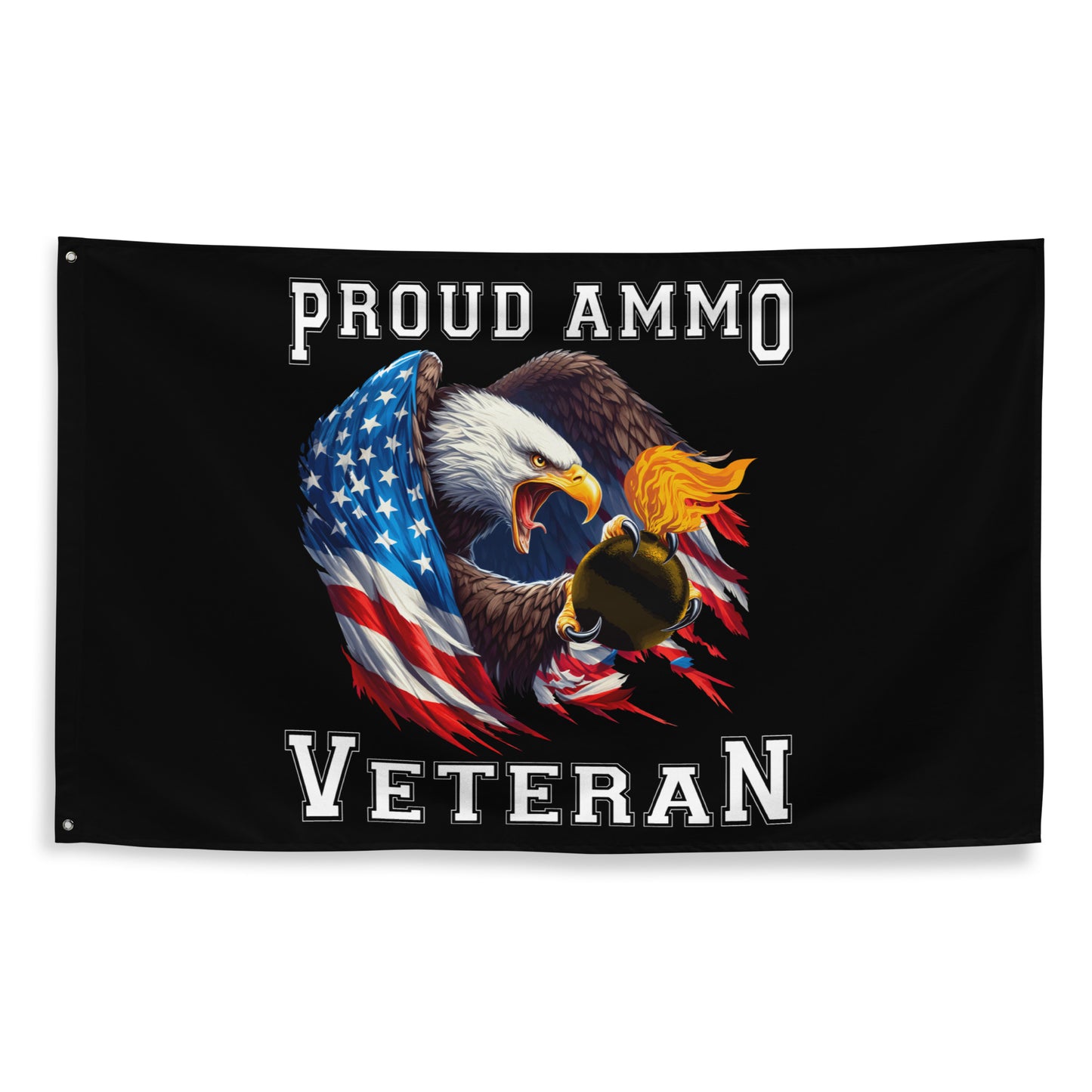 USAF AMMO Proud Veteran American Flag Eagle Claw Holding Pisspot One-Sided Wall Flag