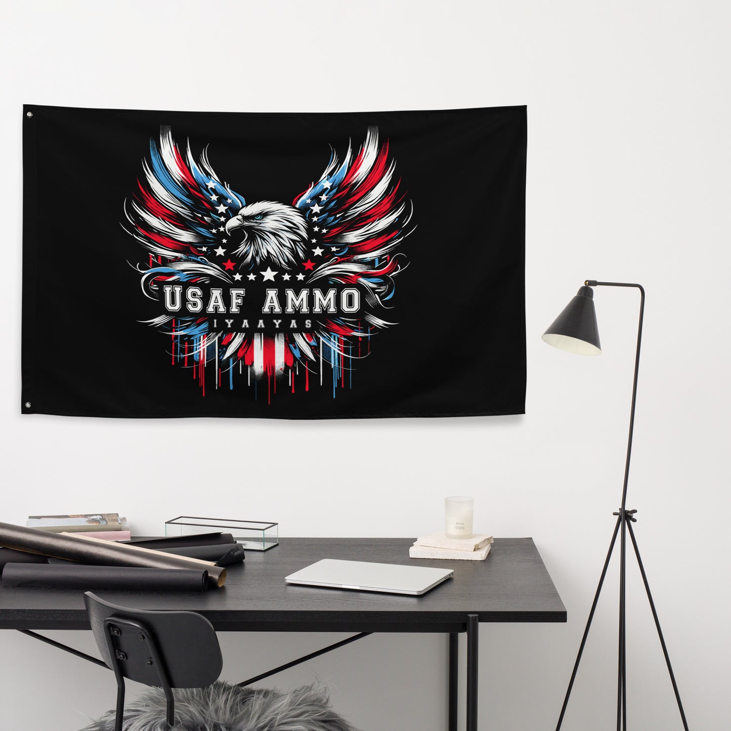 Patriotic Eagle Pisspot USAF AMMO IYAAYAS One-Sided Wall Flag