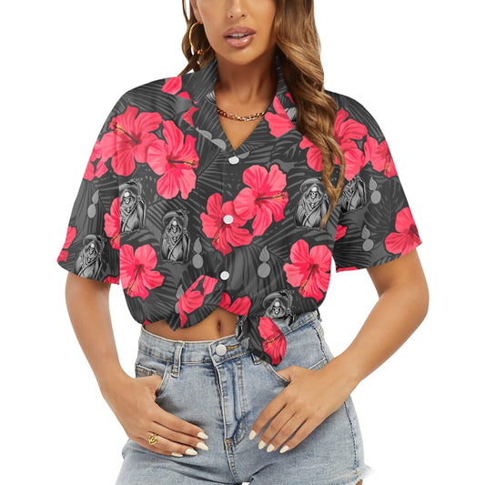 WAMMO Flowers USAF AMMO Weapons Reaper Womens Hawaiian Shirt