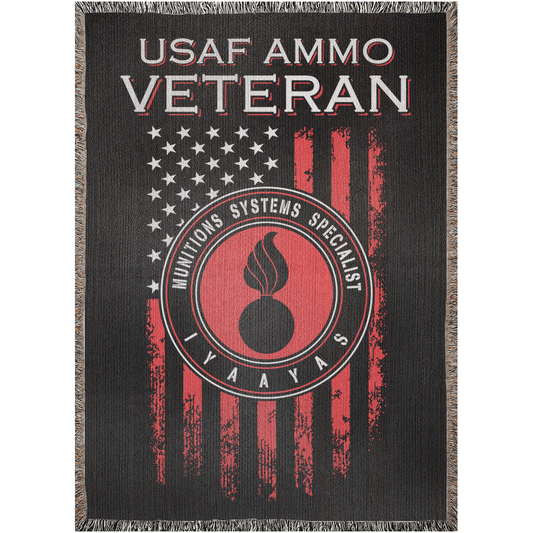 USAF AMMO Veteran Vertical Grunge Flag Pisspot IYAAYAS Woven Blankets