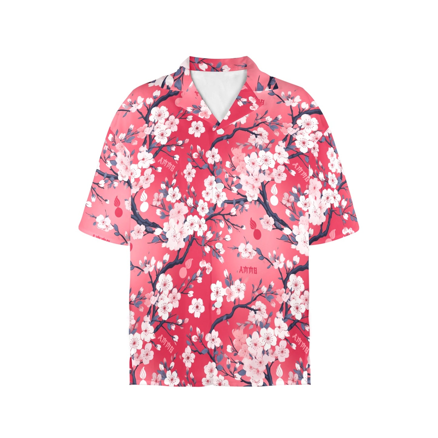 AMMO Pink Sakura Cherry Blossom Pisspots Womens Hawaiian Shirt