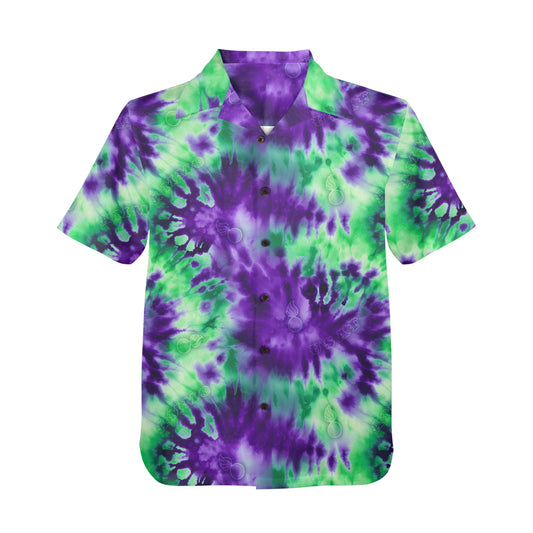 USAF AMMO Tie Dye Green and Purple Color With Pisspots All Over Mens Hawaiian Shirt