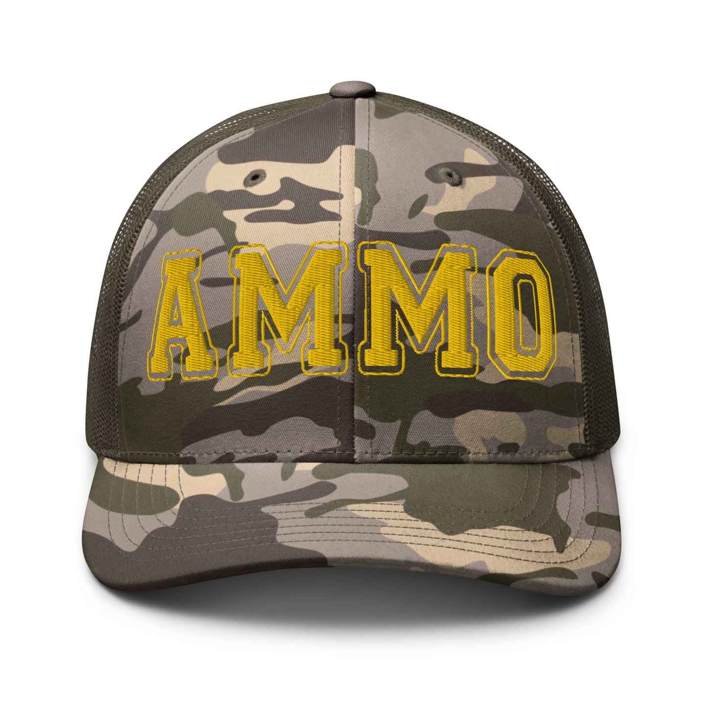 Multiple Camouflage Patterns Yellow AMMO Embroidered trucker hat