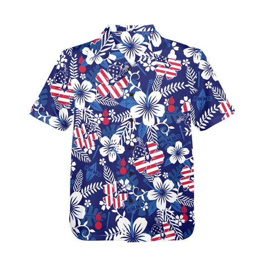 USAF AMMO Patriotic Flowers Leaves Pisspots and Flechettes Mens Hawaiian Shirt