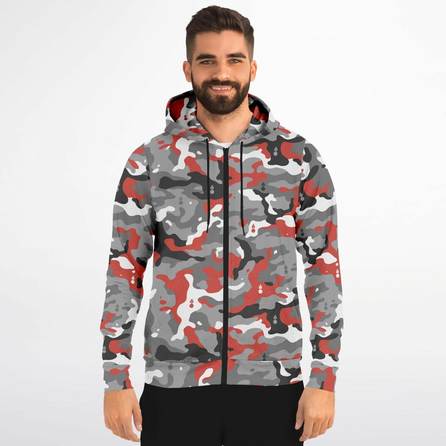 Red White Black and Grey USAF AMMO Pisspots Fashion Zip-Up Hoodie - All Over Print